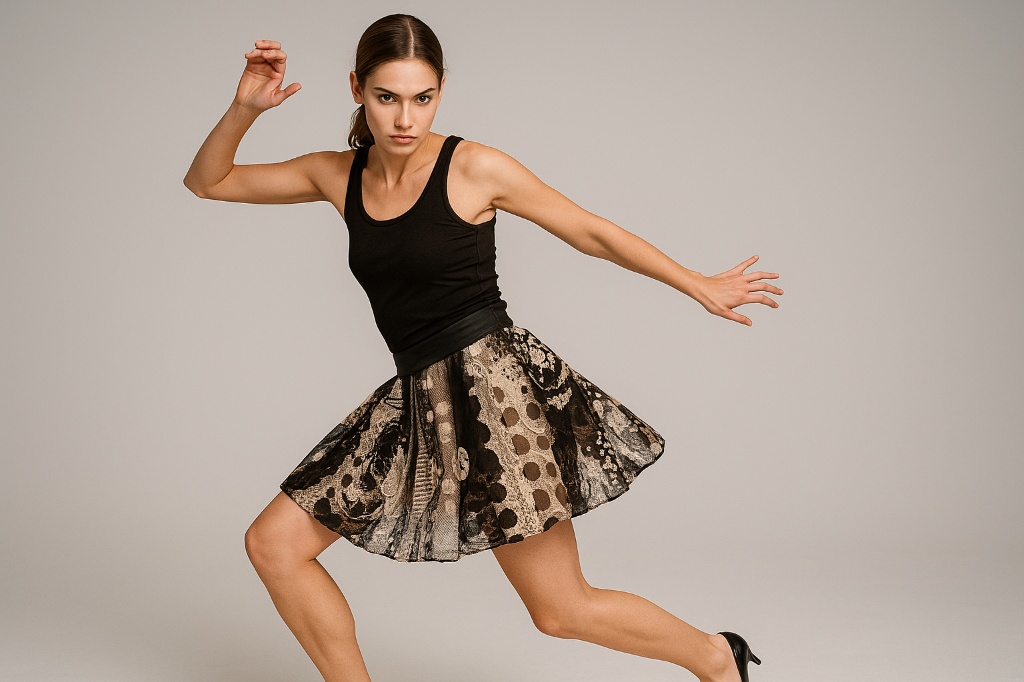 دامن فانتزی حریر و گیپور دور کمر ب سانت ۸۰ قد ۴۵