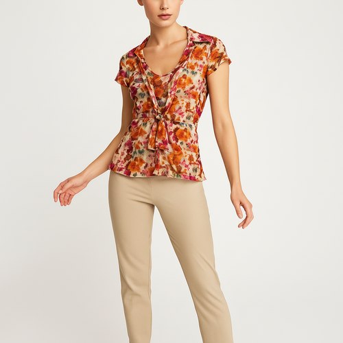 شومیز استین کوتاه کره ای قد ۵۹ دورسینه ۱۰۰ تا ۱۲۵ کشسانی