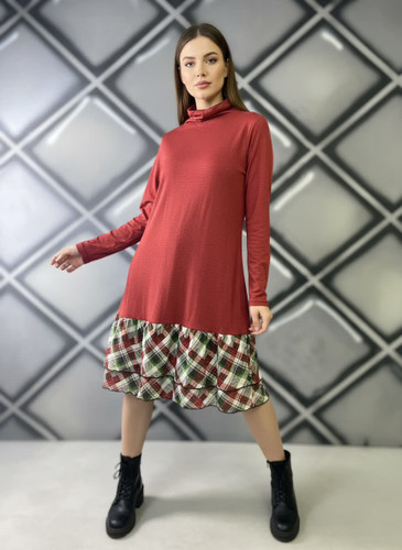 پیراهن نخ یقه دار کره ای پاییزه قد ۸۸ دورسینه ۱۳۰