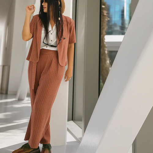 ست کت و شلوار راه راه رنگی کره ای وارداتی