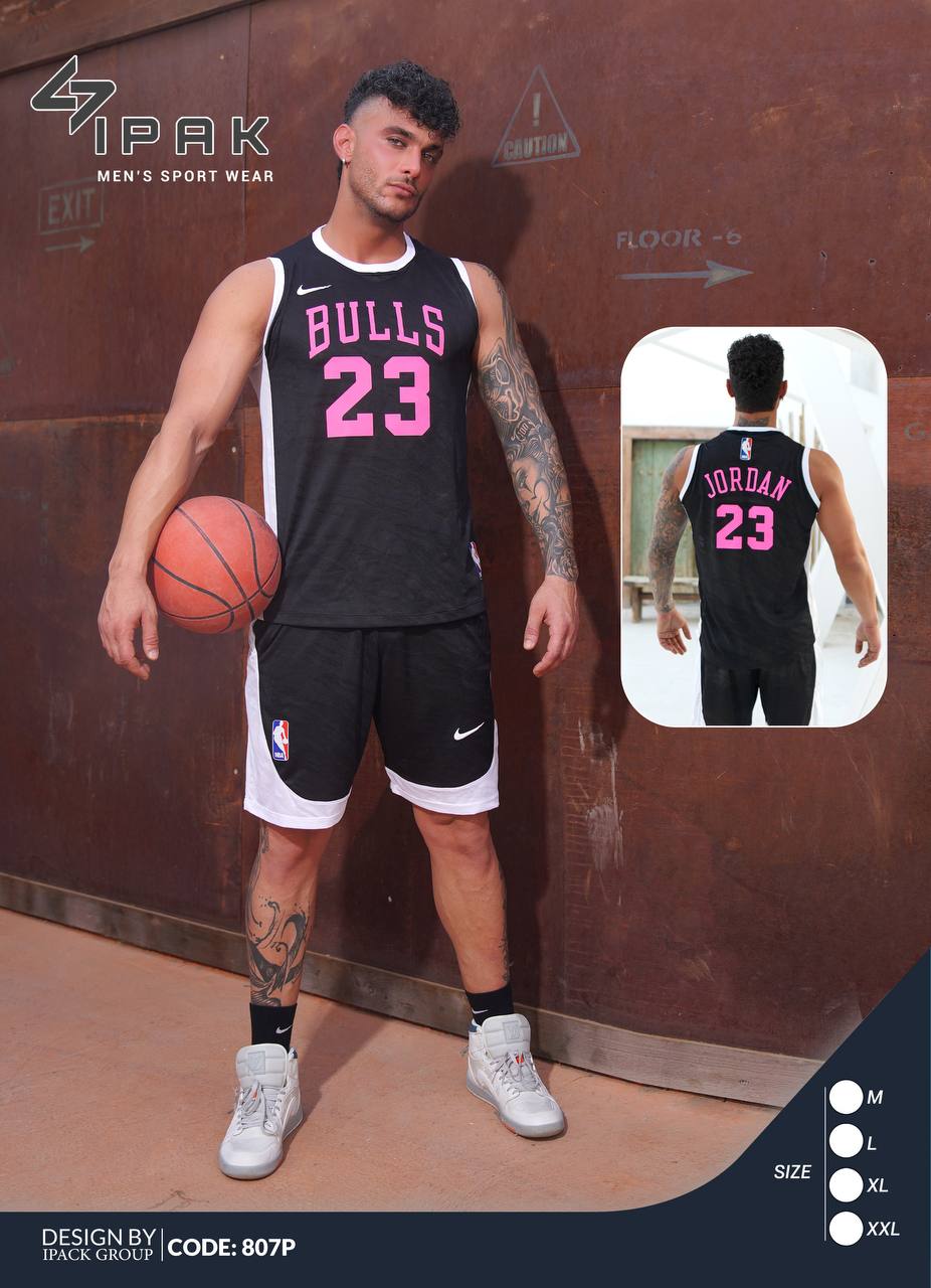 ست لباس اسپرت ورزشی و راحتی مردانه تاپ و شلوارک ست بسکتبالی مردانه Jordan Bulls 23 برند IPAK | لباس ورزشی مردانه شذا